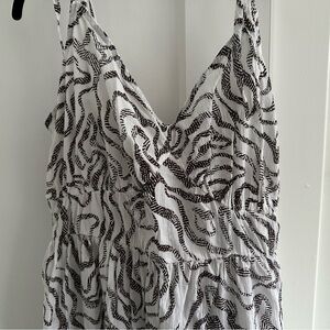 Loft Dark Brown and White Patterned Dress/Beach Cover up